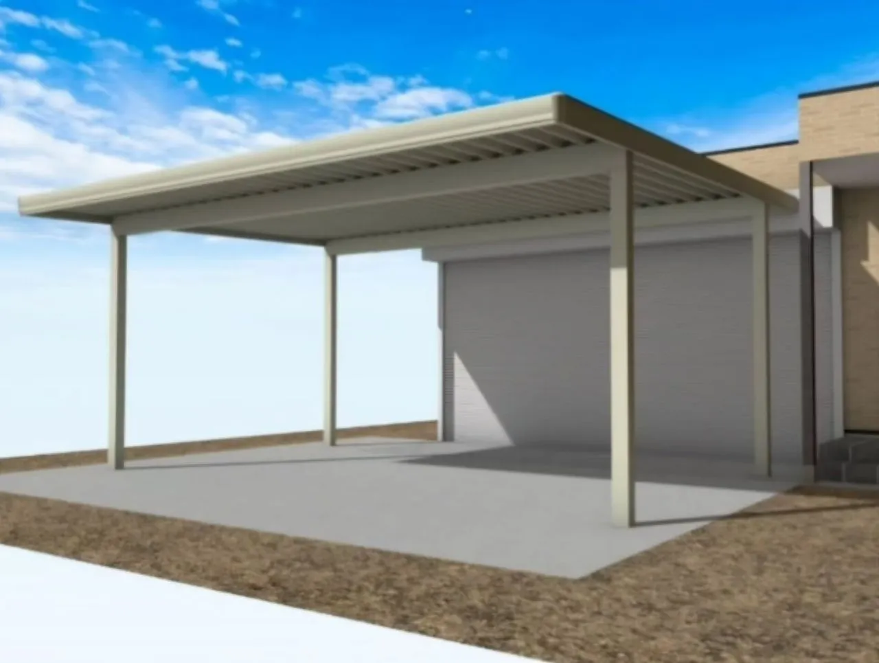 カーポート完成部分の3DCADパース図