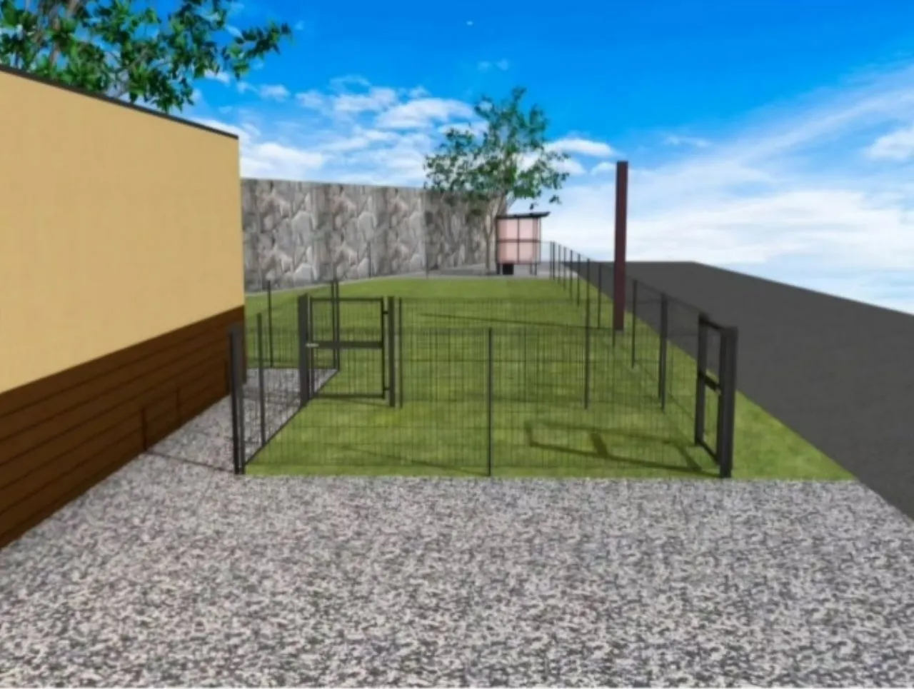 3DCADパース（サブエリア）：「中之条町ドッグラン工事、サブエリアの3DCADパース完成イメージ」